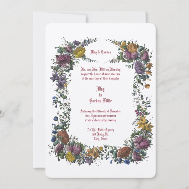 Invitación Floral Cartouche de la era victoriana (Anverso)
