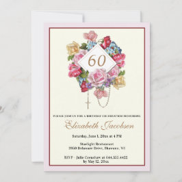 Invitación Floral católica de cumpleaños religiosa