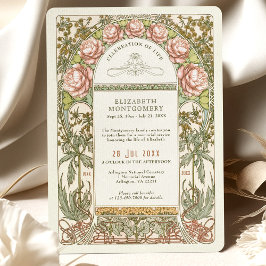 Invitación Floral Celebración de la Vida de Alphonse Mucha