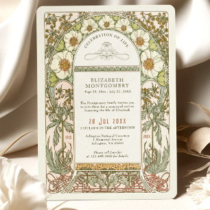 Invitación Floral Celebración de la Vida de Alphonse Mucha