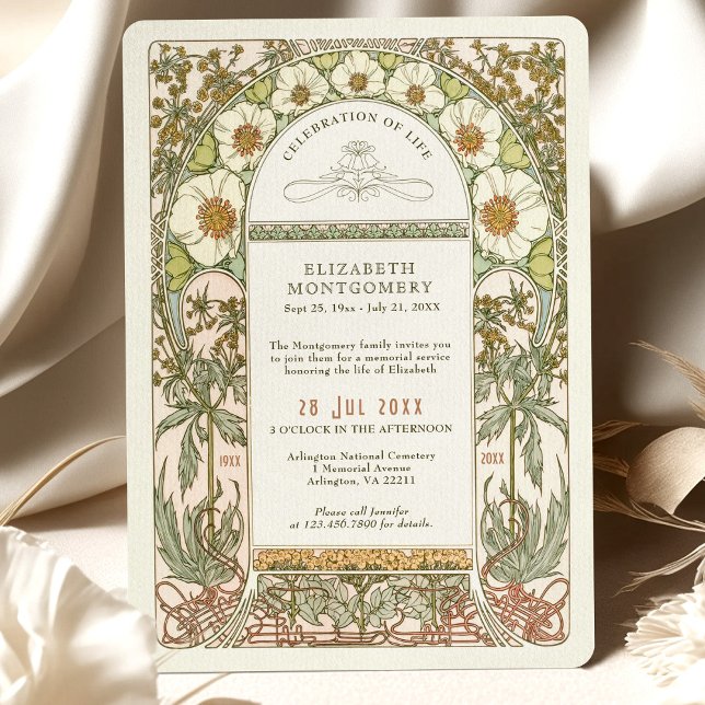 Invitación Floral Celebración de la Vida de Alphonse Mucha (Subido por el creador)