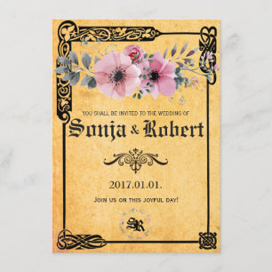 Invitación floral céltica medieval adaptable