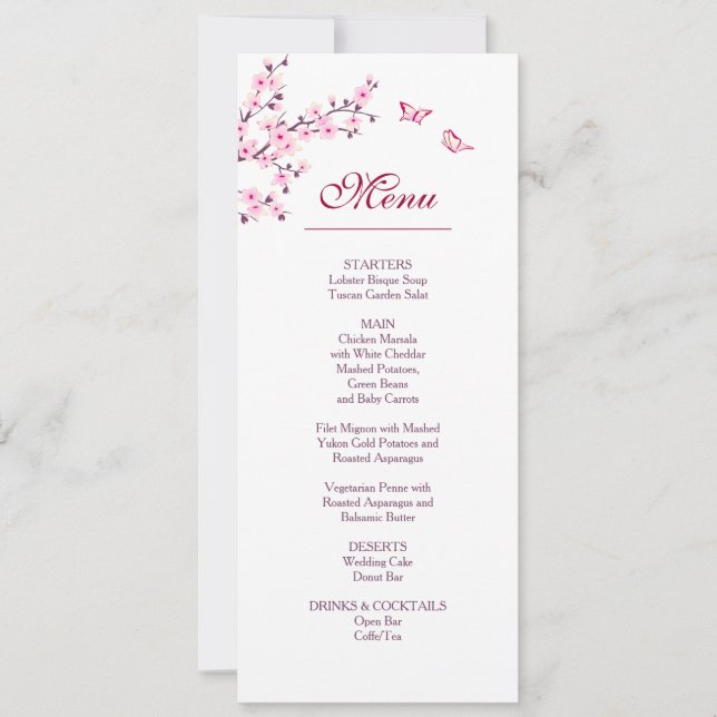 Invitación Floral Cerezo Blossom Boda blanco rosado (Anverso)