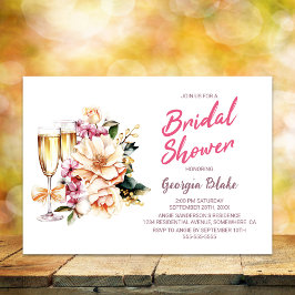 Invitación Floral Champagne Bridal Shower