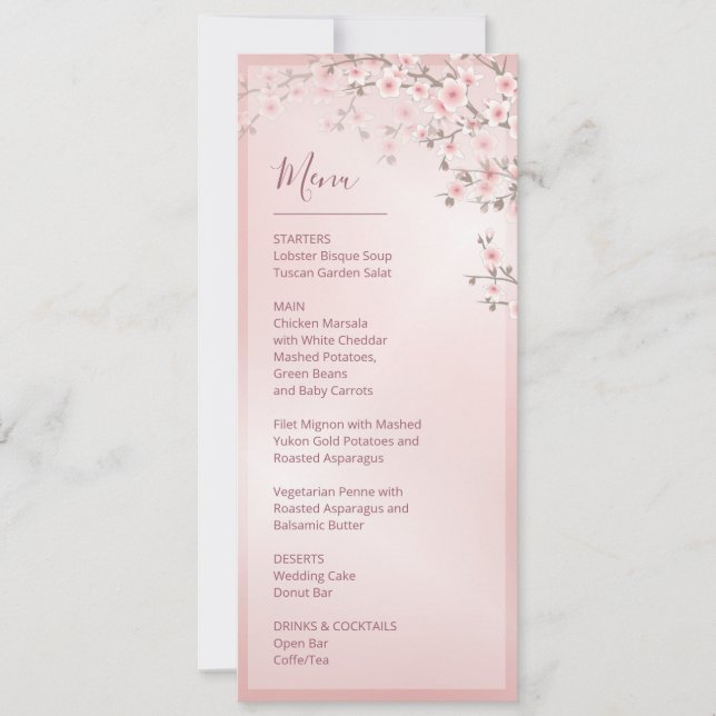 Invitación Floral Cherry Blossom Pink White Wedding    (Anverso)