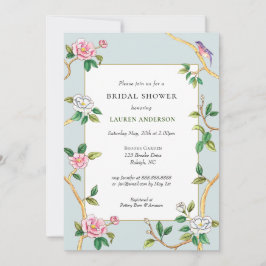 Invitación Floral Chinoiserie Blue Bridal Shower