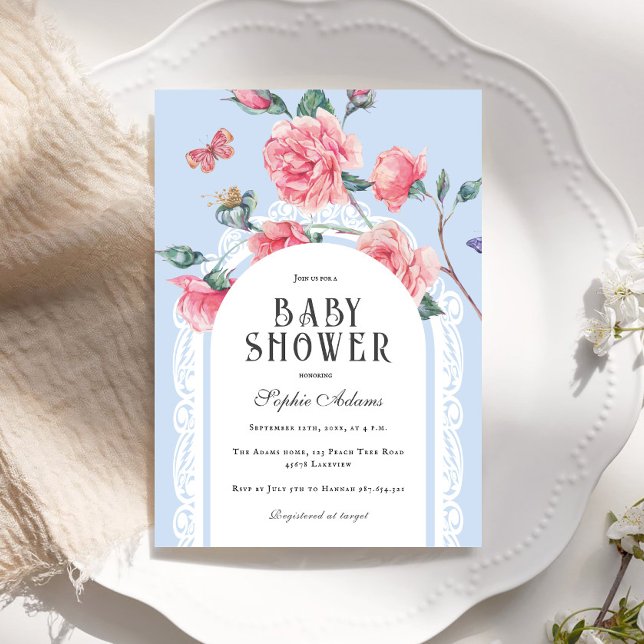 Invitación Floral Chinoiserie Victorian Baby Shower (Subido por el creador)