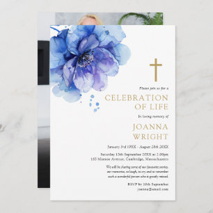 Invitación Floral Christian Celebration Of Life Funeral Photo
