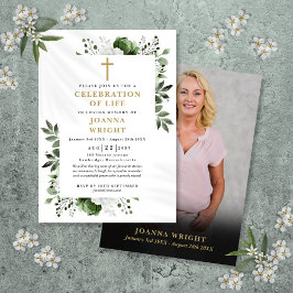 Invitación Floral Christian Photo Celebration Of Life