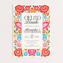 Invitación Floral Cielito Lindo Digital Birthday Party Mexica