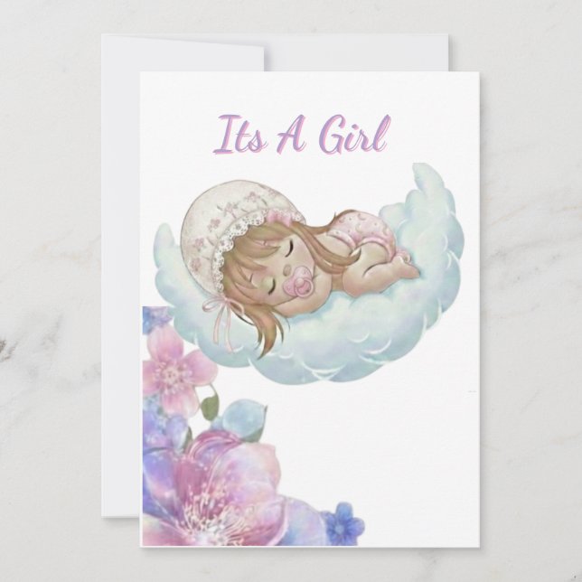 Invitación Floral cloud Baby girl Shower (Anverso)