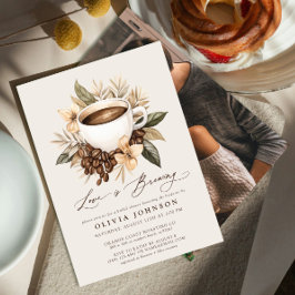 Invitación Floral Coffee Love está preparando foto ducha de n