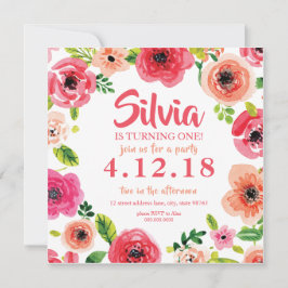 Invitación floral color agua rosa