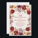 Invitación Floral color de agua crema de Borgoña 50 cumpleaño<br><div class="desc">Marcar un hito dorado con esta elegante invitación de 50 años. Los ricos florales inspirados en el otoño,  en burdeos,  rubor y oro,  crean un diseño cálido y sofisticado,  perfecto para celebrar medio siglo de estilo.</div>