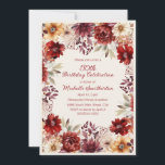 Invitación Floral color de agua crema de Borgoña 50 cumpleaño<br><div class="desc">Marcar un hito dorado con esta elegante invitación de 50 años. Los ricos florales inspirados en el otoño,  en burdeos,  rubor y oro,  crean un diseño cálido y sofisticado,  perfecto para celebrar medio siglo de estilo.</div>