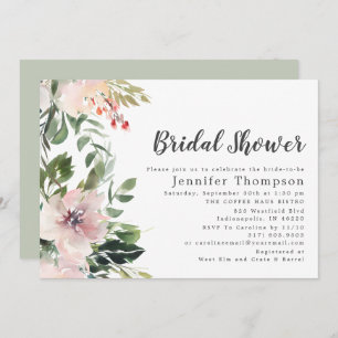 Invitación Floral color de agua de Rubor y ducha de novia ver