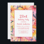Invitación Floral color de agua rosa Naranja amarillo 21 cump<br><div class="desc">Invitación a la fiesta de cumpleaños 21 con fondo de flores color agua rosa,  amarillo y naranja. Contáctame para obtener ayuda con tus personalizaciones o para solicitar productos adicionales de correspondencias o coordinación de Zazzle para tu celebración.</div>