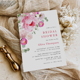 Invitación Floral color de agua rosa Rubor Peony Shower