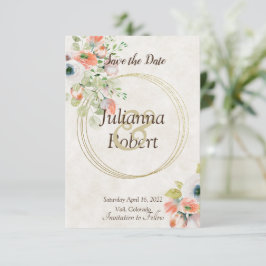 Invitación Floral color de agua rosa y azul salva la fecha de