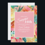 Invitación Floral color de agua Verde azulada rosa amarillo 1<br><div class="desc">Invitación a la fiesta de cumpleaños 16 para chicas con coloridas flores de color rosa pastel, verde azulado y acuarela amarilla. Esta invitación está diseñada para que la chica celebre su 16 cumpleaños, pero el texto, los tipos de letra y la redacción son completamente personalizables. Así que diseña tu invitación...</div>