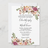 Invitación floral color de rosa polvorienta de la