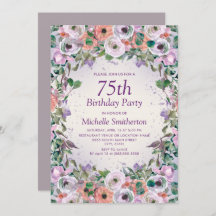 Floral color púrpura rosa Lilac 75º cumpleaños