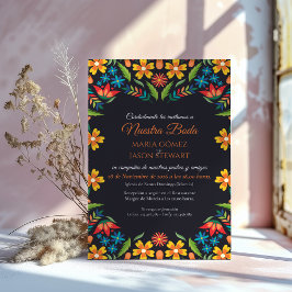 Invitación Floral Colorful Botanical Flowers Spanish Wedding