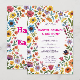 Invitación Floral Colorful Easter BRUNCH & HUNT