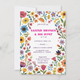 Invitación Floral Colorful Easter BRUNCH & HUNT