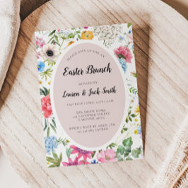 Invitación floral colorida para Brunch de Pascua