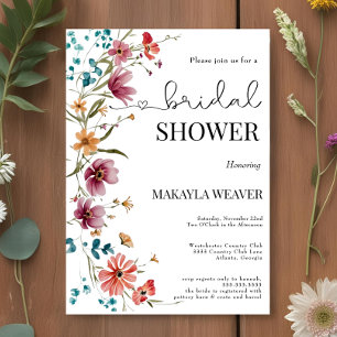 Invitación Floral Colorido rústico Flor silvestre Ducha nupci