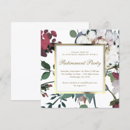 Invitación Floral con falso Fiesta de retiro de marco dorado