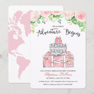 Invitación floral con tema de viaje