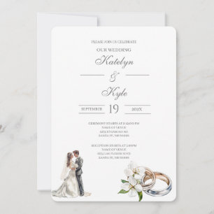 Invitación floral con vegetación para boda español
