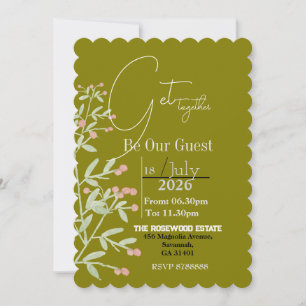Invitación floral con verde para reunirse
