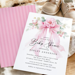 Invitación Floral Coquette Bow Baby Shower