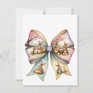 Invitación Floral Cottontail Bunny Coquette Bow Rabbit Easter