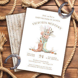 Invitación Floral Cowboy Boots Baby Shower