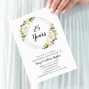 Invitación Floral crema blanca 25° aniversario Boda
