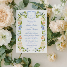 Invitación Floral Crest Frame Wedding Invitation