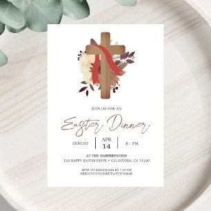 Invitación floral Cross Christian Spring Easter Dinner
