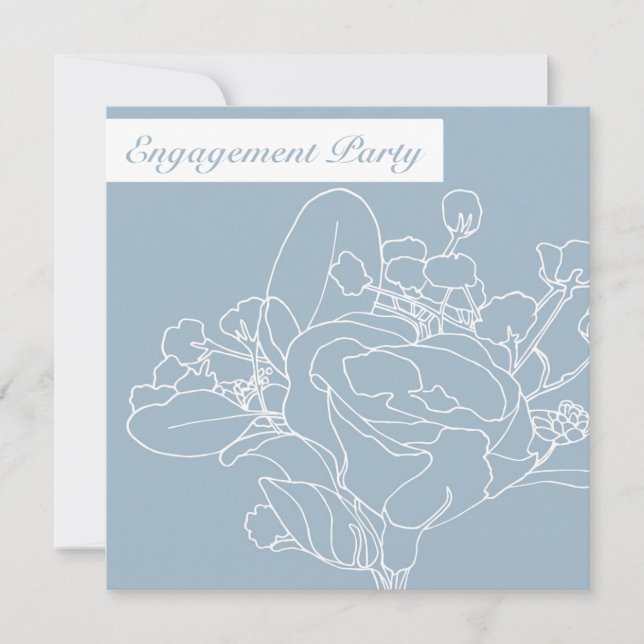 Invitación floral cuadrada (azul diamante) (Anverso)