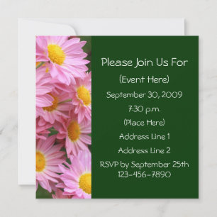 Invitación floral cuadrada de Daisies Rosa