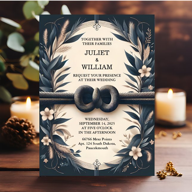 Invitación Floral Cute Rope Estamos Amarrando Al Boda De Knot (Subido por el creador)