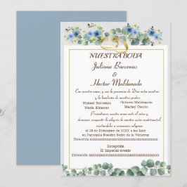 INVITACIÓN FLORAL CYAN BLUE NUESTRA BODA