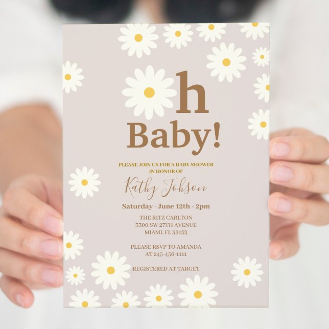 Invitación Floral Daisy Bohemian Baby Shower (Subido por el creador)