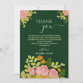 Invitación Floral Dark Green Boda Gracias