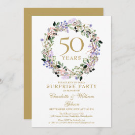 Invitación Floral de 50 aniversario de Boda de Surprise Fiest