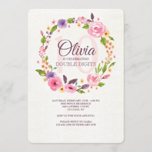 Invitación floral de acuarela colorida