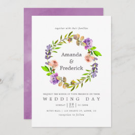 Invitación floral de acuarela de boda primavera